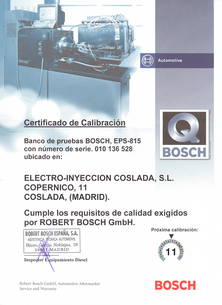 Certificado de calibración Bosch