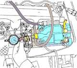 Comprobaci&oacute;n de la medida de puesta a punto sobre la bomba de inyecci&oacute;n.
